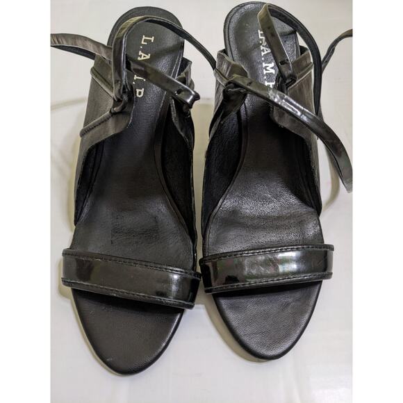 L.A.M.B. Bambi Gwen Stefani Heels Sandals Shoes Size 7.5 7 1/2 Leather Strappy - Picture 3 of 11